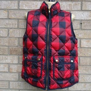 SIZE S. J. CREW plaid quilted down puffer vest.